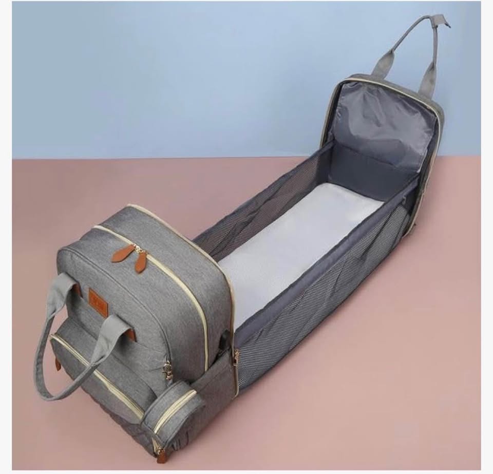 3in-1 Diaper Bag Backpack with Foldable Baby Bed Black - photo 2