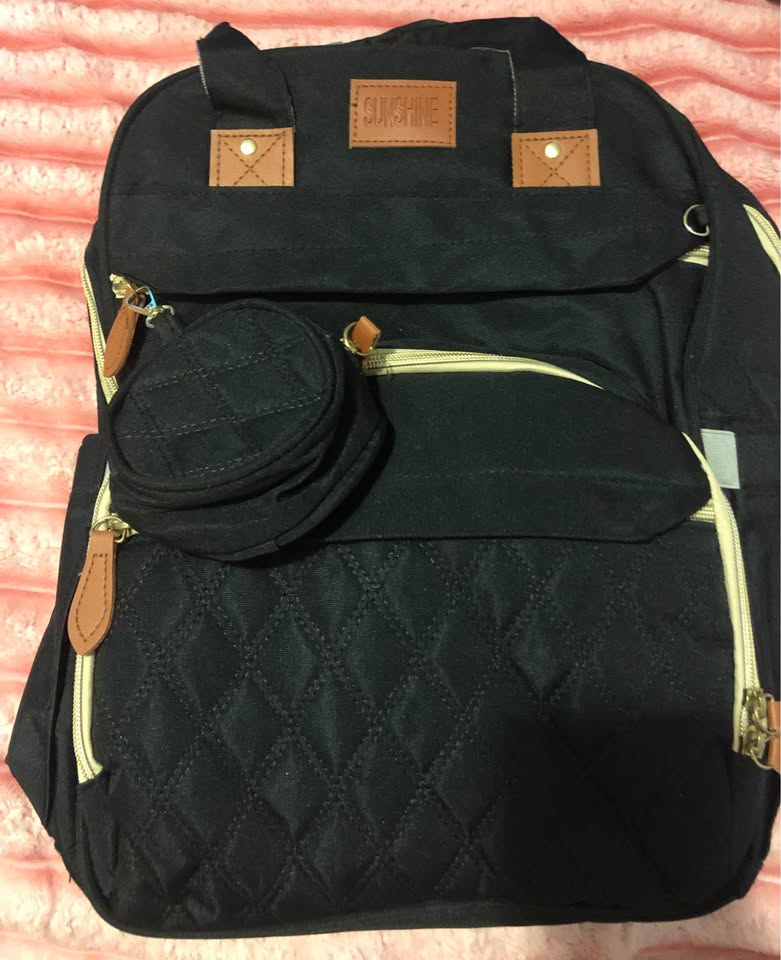 3in-1 Diaper Bag Backpack with Foldable Baby Bed Black - photo 5