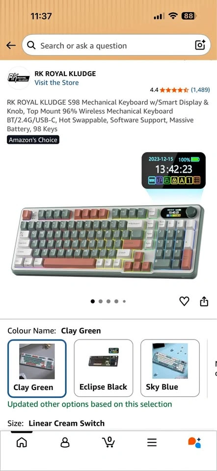 RK Royal Kludge S98 Wireless Mechanical Keyboard Smart Display C