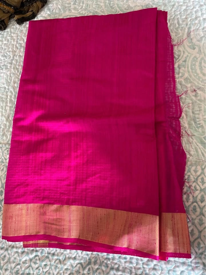 Magenta sari with blouse - photo 2
