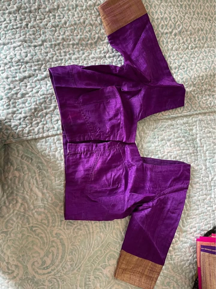 Magenta sari with blouse - photo 3