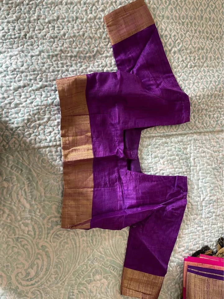 Magenta sari with blouse - photo 4