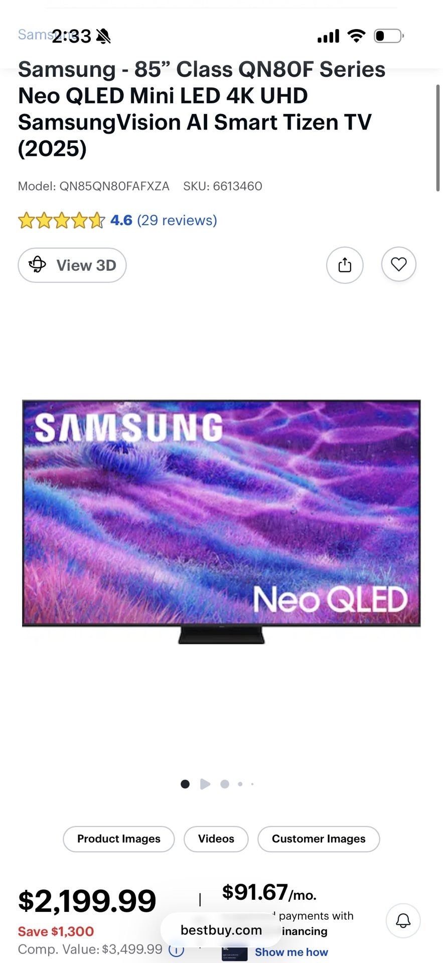 Samsung 85" Neo QLED Mini LED 4K UHD TV - photo 2