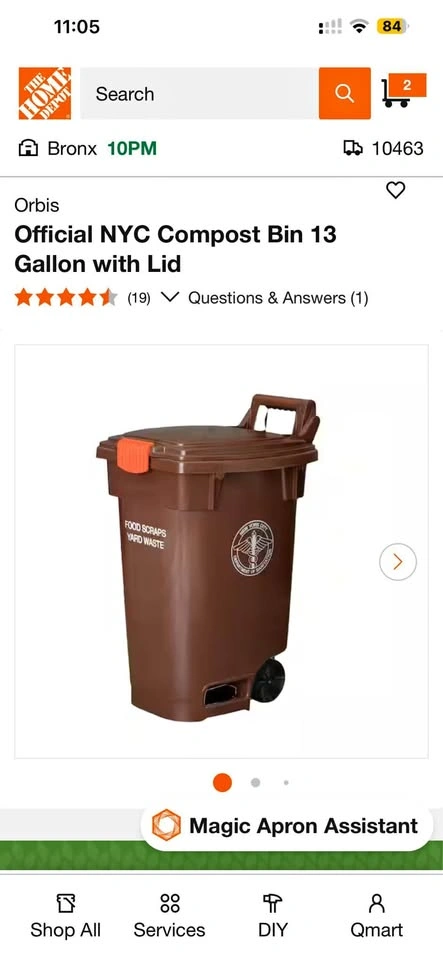 Official NYC Compost Bin 13 Gallon with Lid New