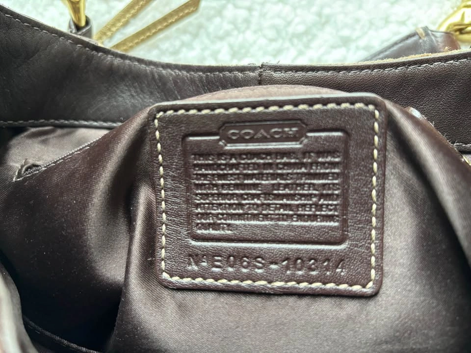 Coach Vintage Y2K Brown Signature Monogram Canvas Studded Should - photo 5