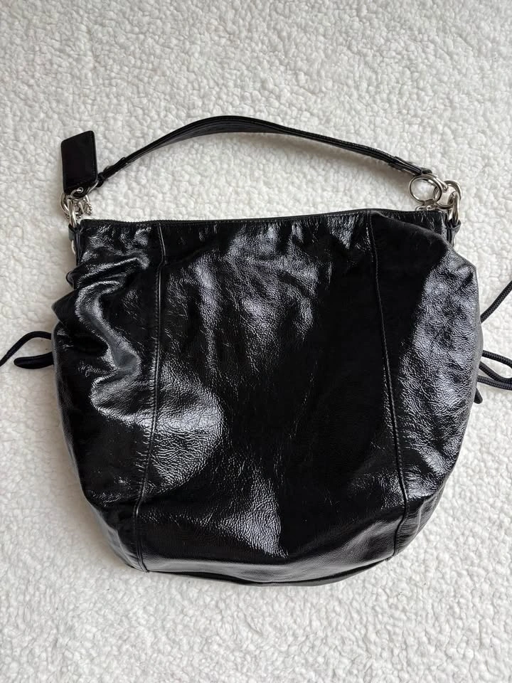 Coach Poppy NWT Vintage Y2K Black Patent Leather Jazzy Hobo Shou - photo 2