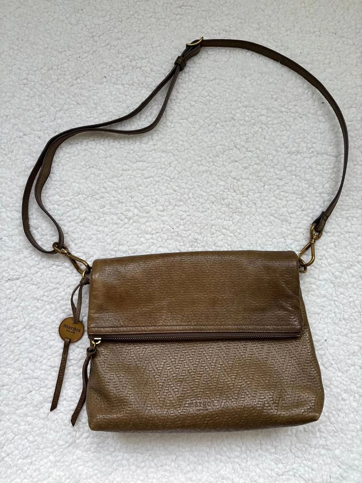 Margot Designer Olive Green Leather Crossbody Bag
