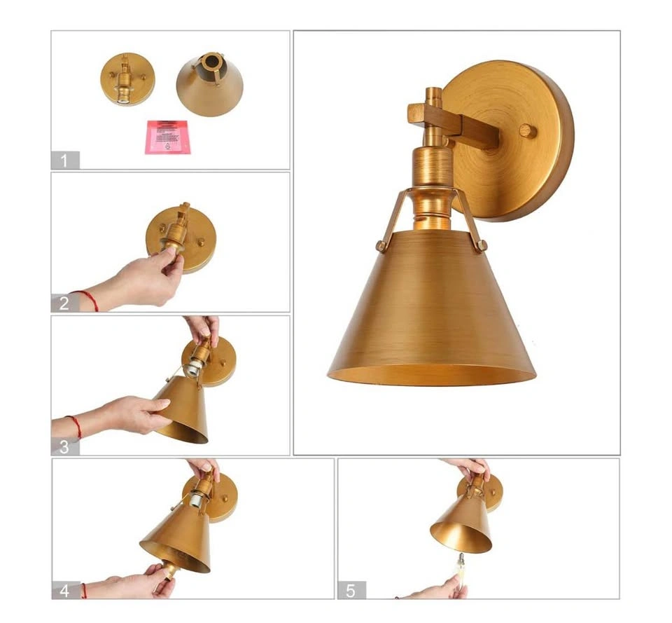 KSANA Antique Gold Wall Sconce, 1-Lamp - photo 5