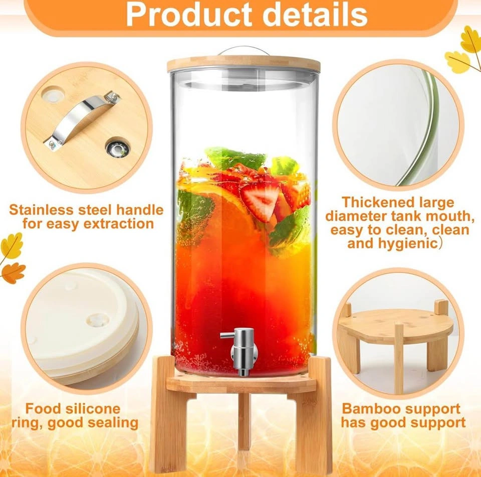 Glass Drink Dispenser 2.9 Gal with Wood Stand - photo 2