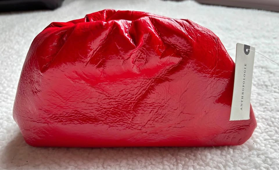 NWT Anthropologie Glossy Red Frankie Mini Clutch Bag