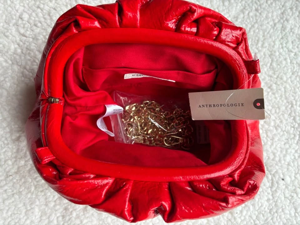 NWT Anthropologie Glossy Red Frankie Mini Clutch Bag - photo 2