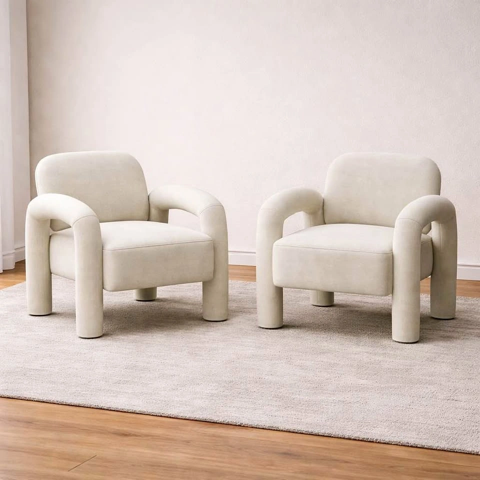 NEW Modern Cream Accent Chairs - Pair