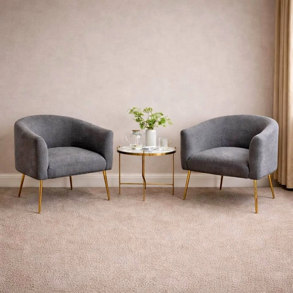 2 New Modern Boucle Accent Chairs