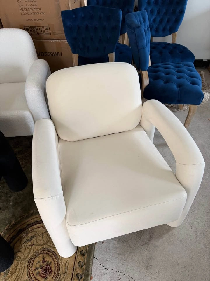 New in Box, Modern Cream Velvet Accent Chair (2) - photo 2