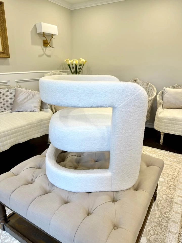 New Pair of White Boucle Arm Chairs - photo 2