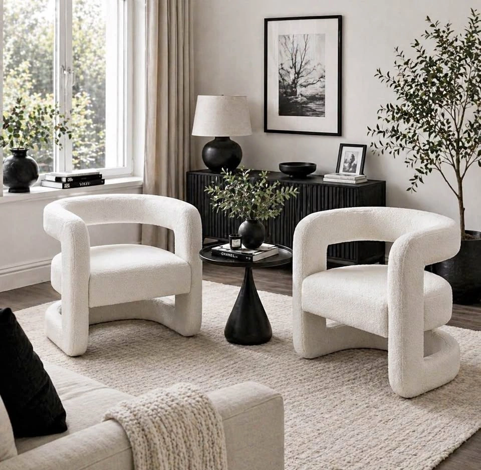 Pair of New in Box - Modern Organic Accent Armchairs