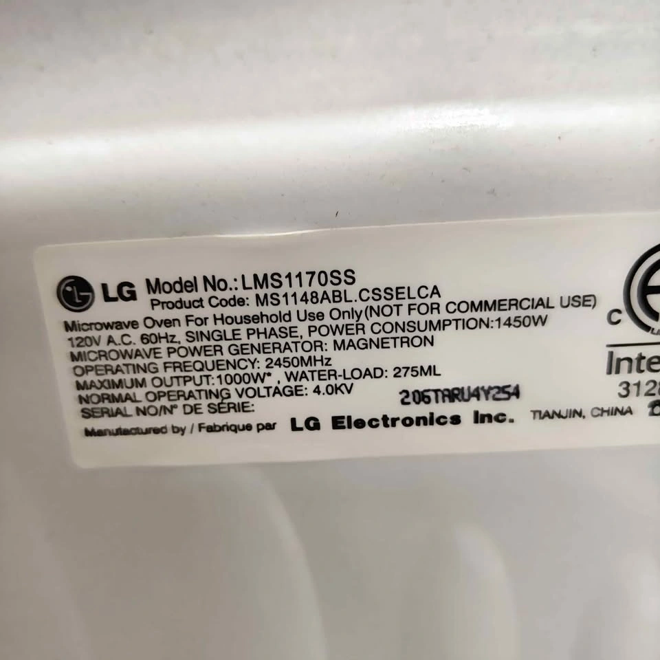 LG 1000W Silver Microwave LMS1170SS (for parts or repair) - photo 2
