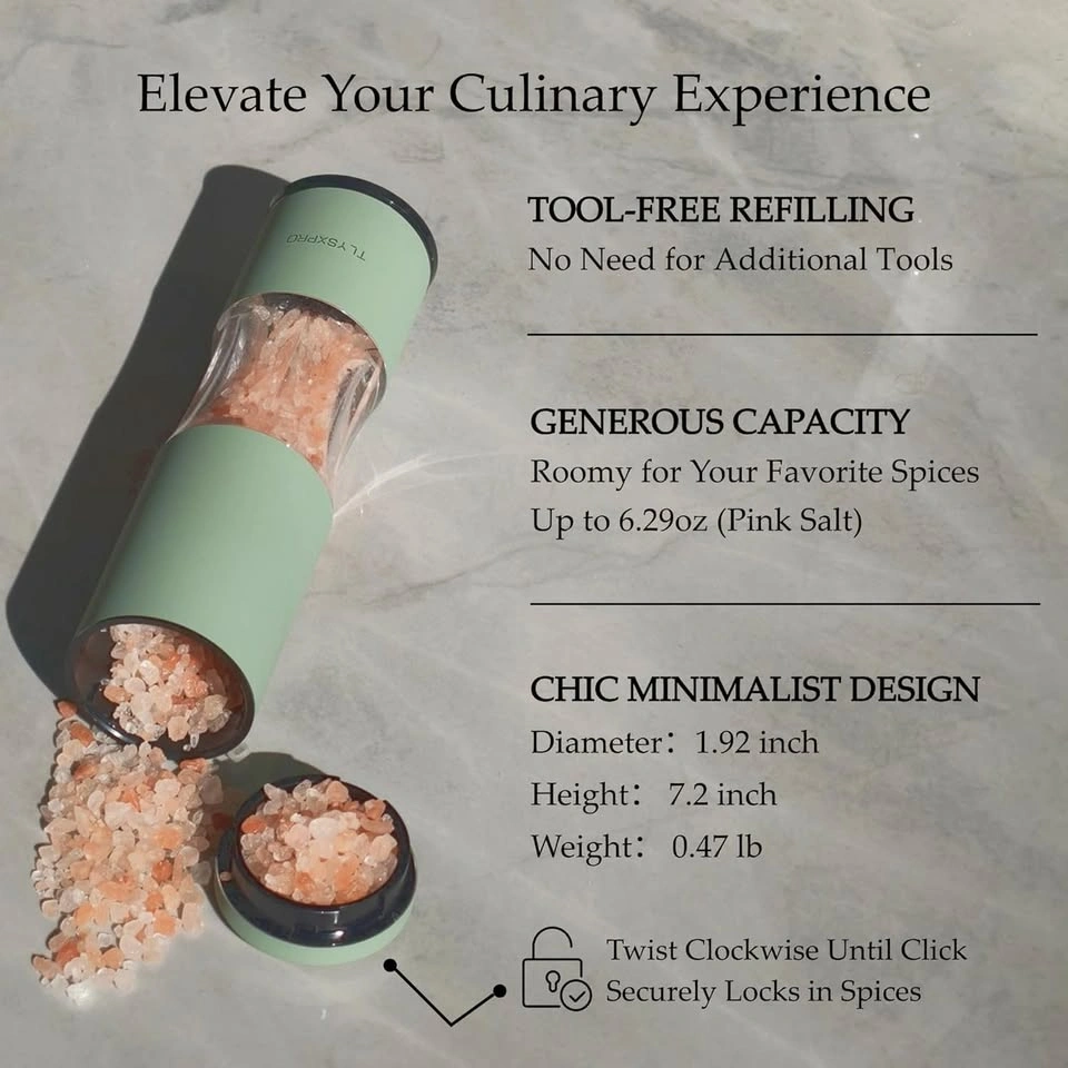 Salt and Pepper Grinder Set with Adjustable Coarseness - photo 4