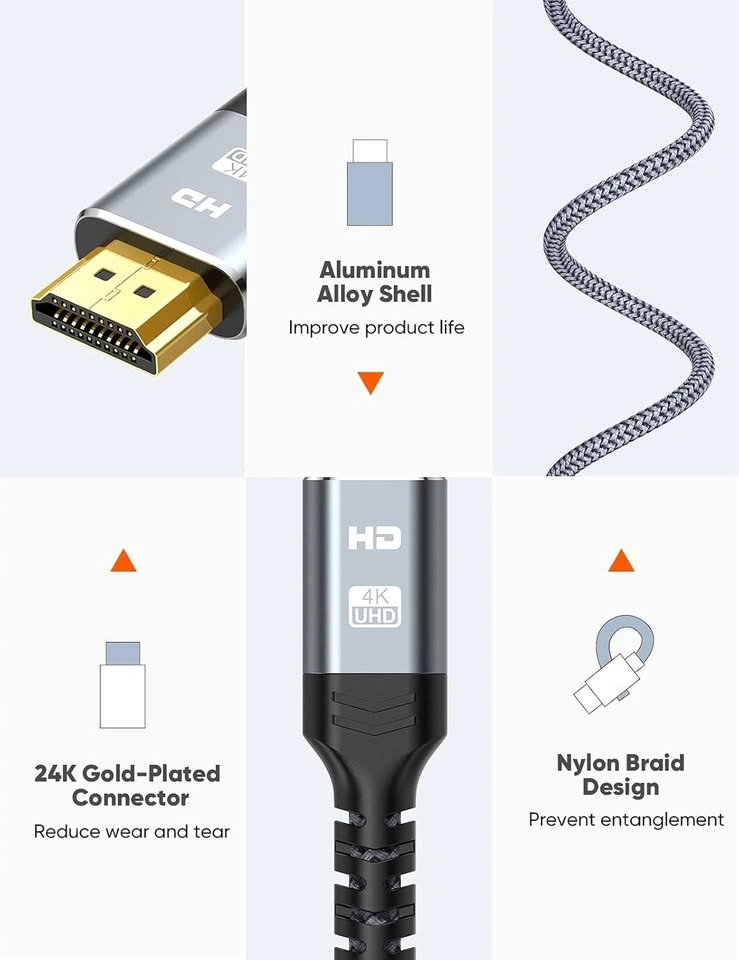 Mini HDMI to HDMI Cable 6FT, Snowkids 2.0 (4K 60Hz) - photo 5
