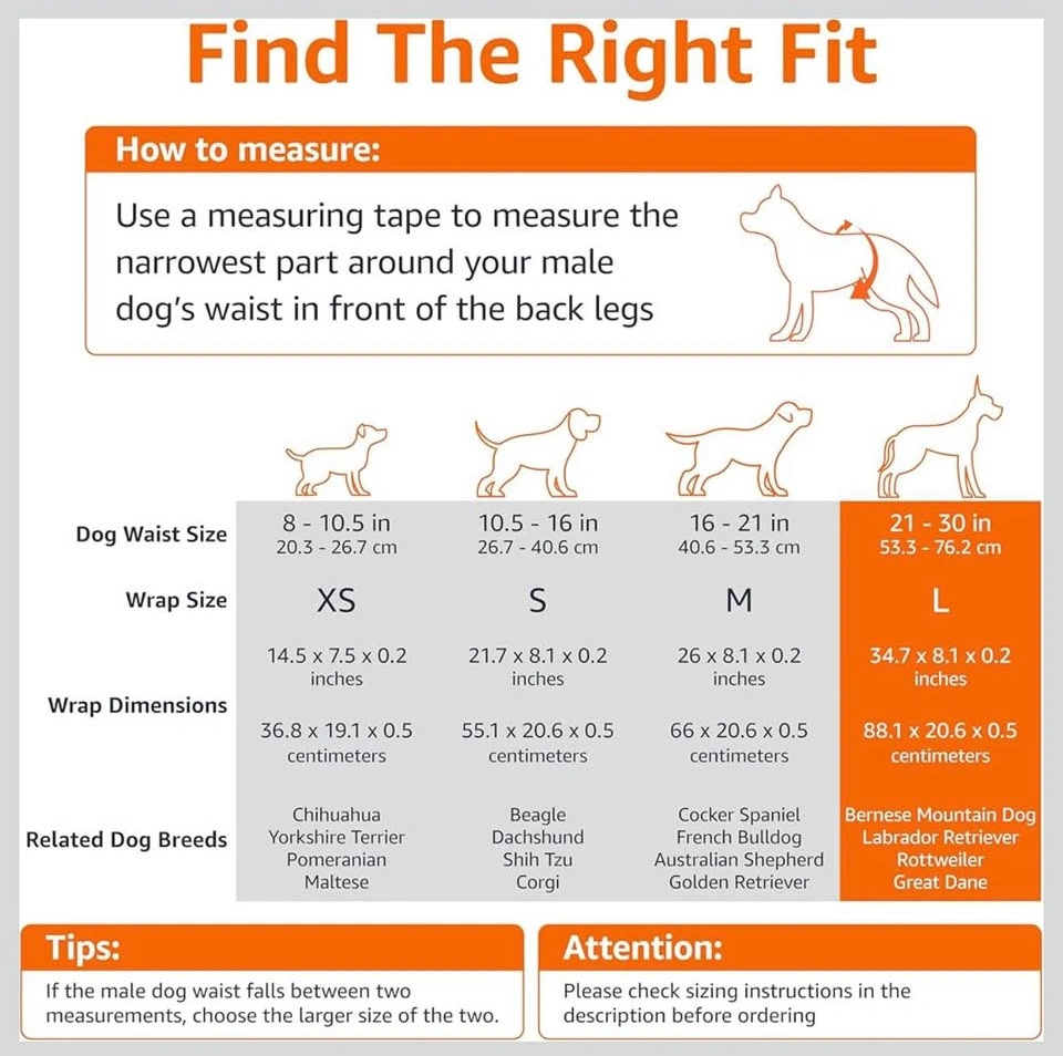 NEW Amazon Basics Disposable Male Dog Wraps – 30-Pack - Size Lar - photo 3
