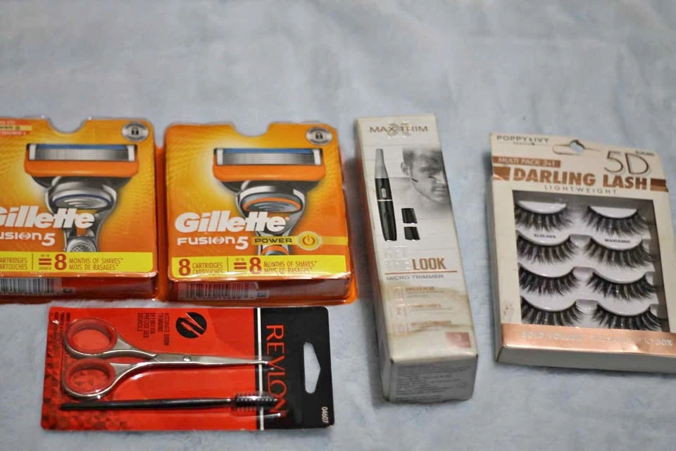Gillette Fusion 5 Cartridges, Revlon Brow Kit, Lashes, Maxtrim