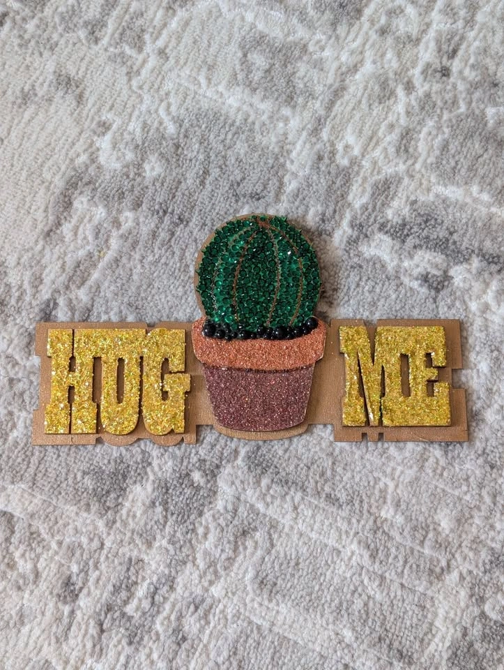 Wooden wall hanging with cactus - photo 2