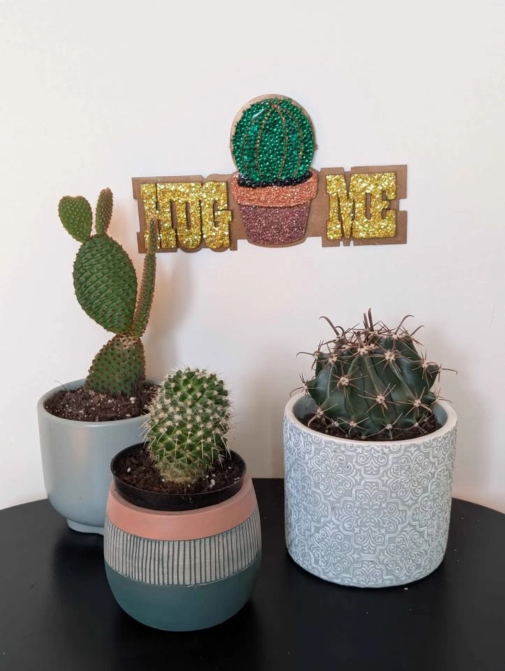 Wooden wall hanging with cactus - photo 3