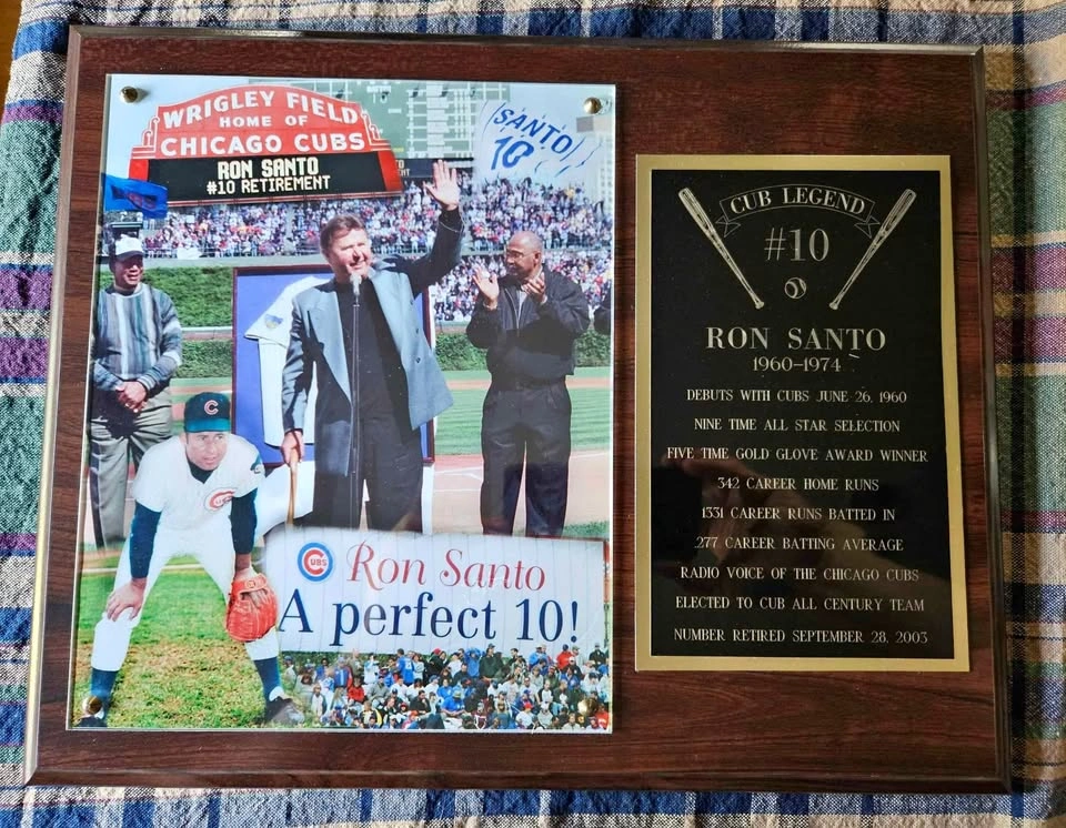 Ron Santo Cubs "Cub Legend #10" Wood Plaque w/ 8x10 Photo