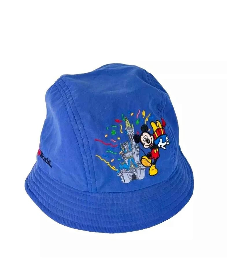Walt Disney World Bucket Hat Cap Blue Mickey Embroidered 30th An