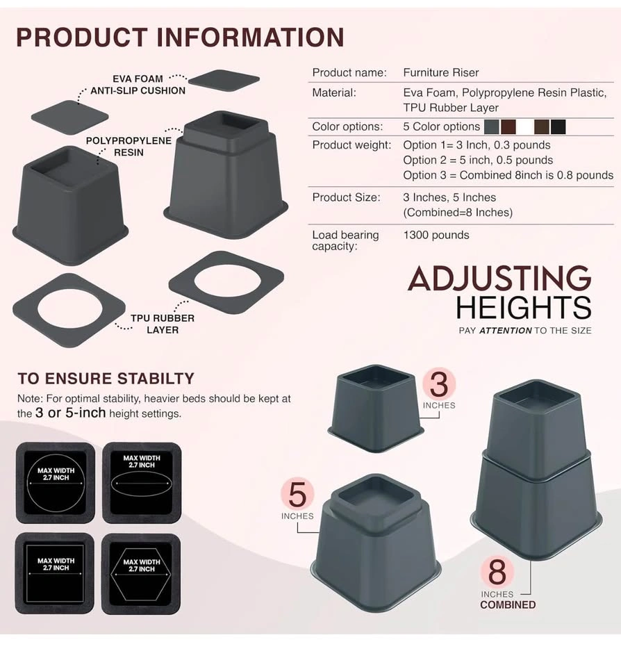 Bed Height Risers - photo 3