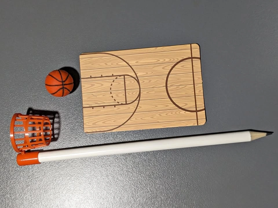 Desktop Basketball Game Pencil Top/Eraser with Play Board