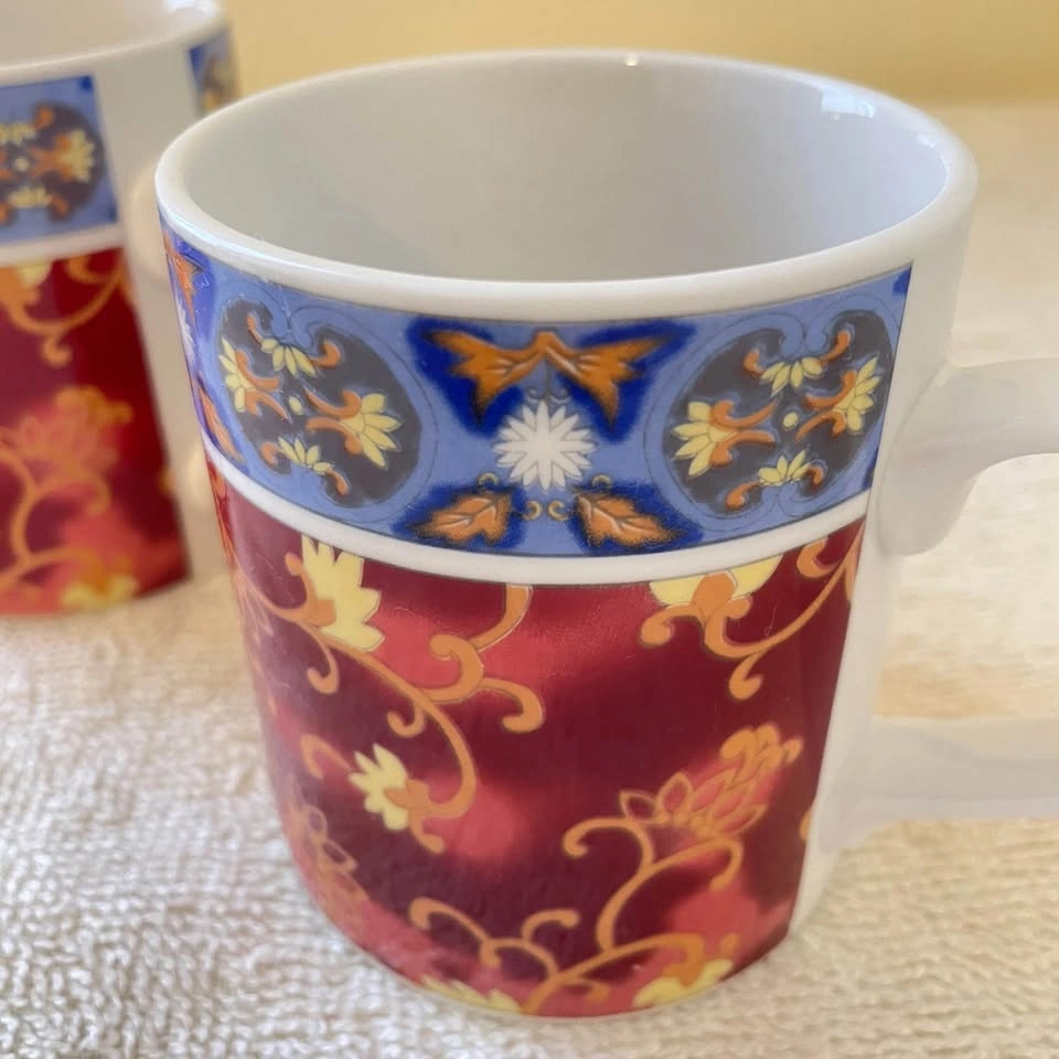 Set of 2 Red & Blue Floral Mugs - photo 2