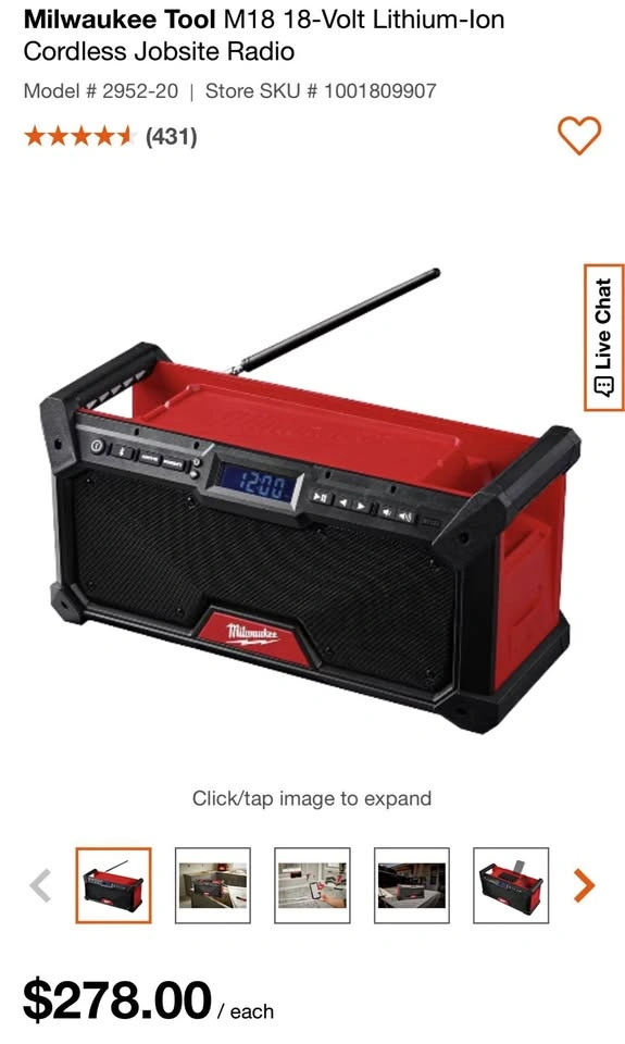 Milwaukee M18 Bluetooth Speaker / Radio