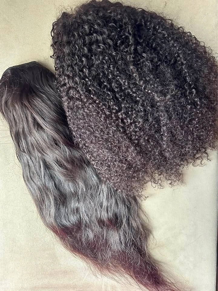 Human hair bodywave 1/2 wig & human hair curly wig