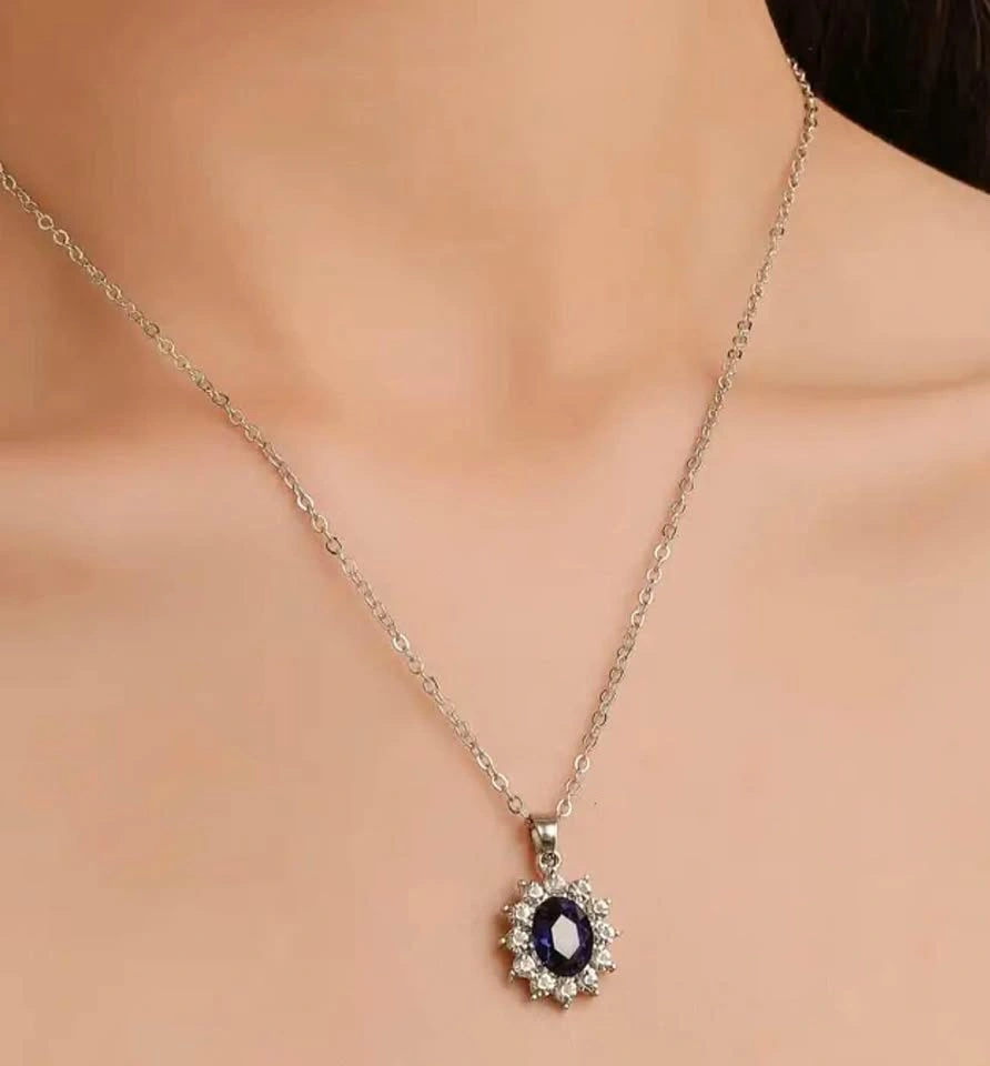 Elegant Sapphire Blue Necklace with Earrings set