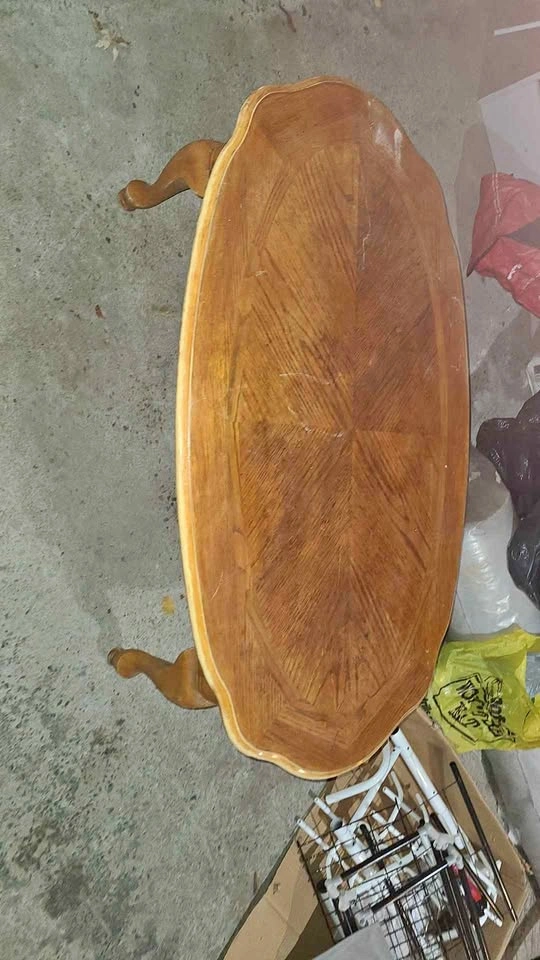 Vintage Wood Oval Coffee Table
