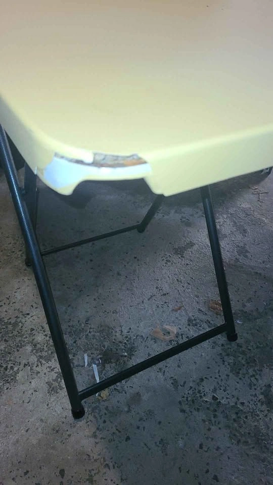 Folding table, cream top, black legs - photo 2