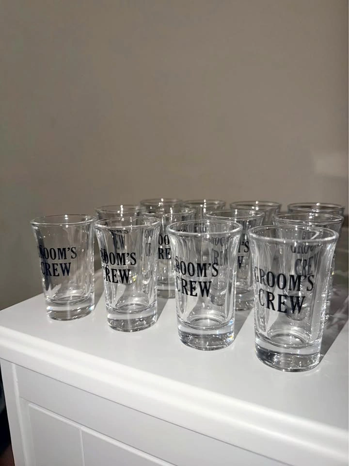12 pcs Groom crew shot glasses