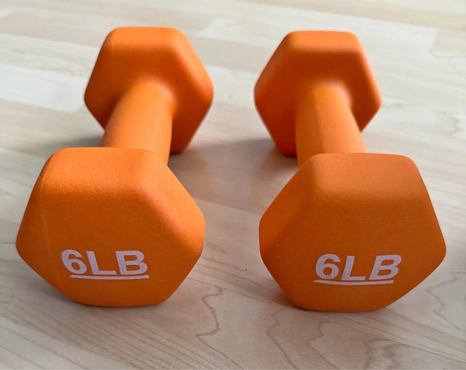 New 6LB Amazon Basics Neoprene Dumbbell Pair – Vibrant Orange!