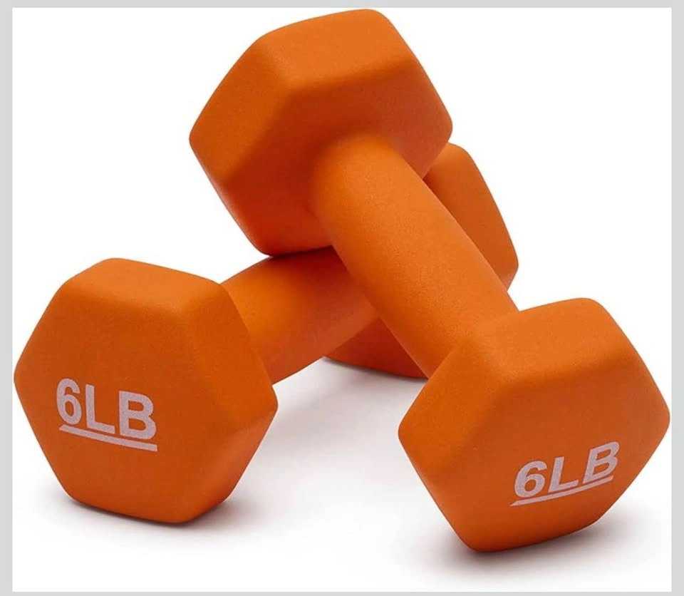 New 6LB Amazon Basics Neoprene Dumbbell Pair – Vibrant Orange! - photo 3