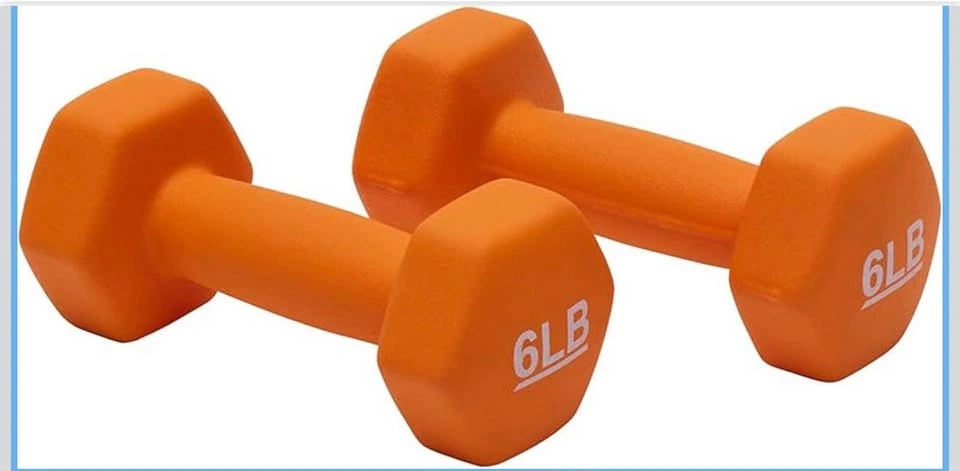 New 6LB Amazon Basics Neoprene Dumbbell Pair – Vibrant Orange! - photo 4