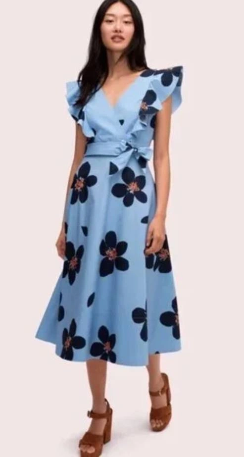 Kate Spade Grand Flora Midi Dress - Blue Heron Size 4 - photo 2