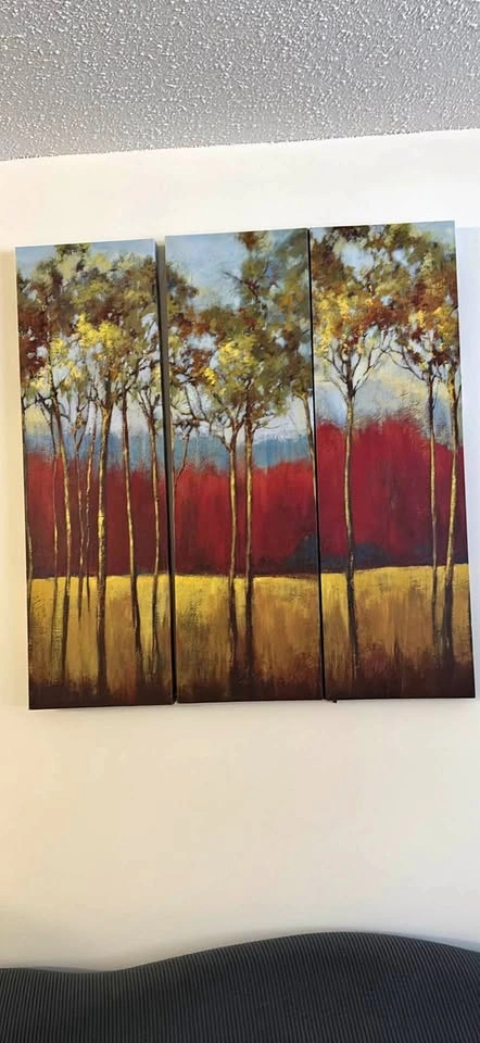 3 piece abstract tree canvas art