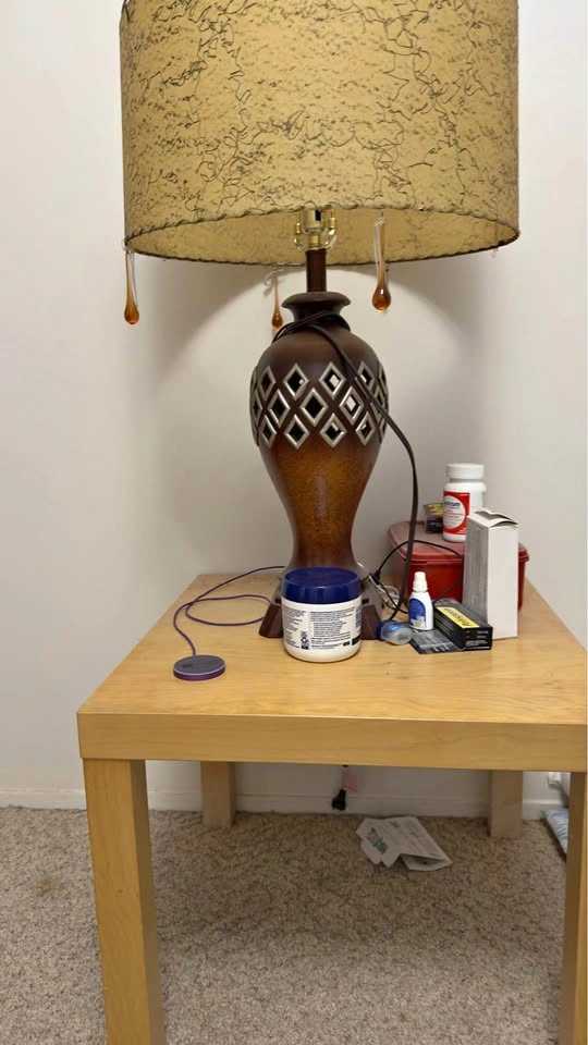 Retro table lamp with cool shade