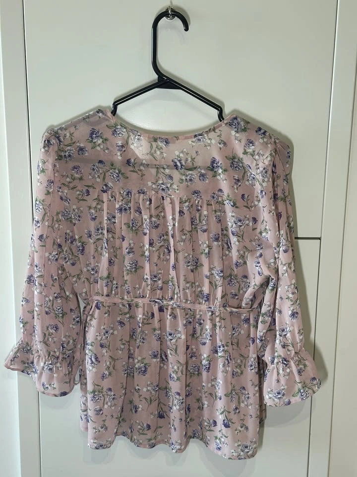 MIXXO Women's Floral Wrap Blouse - Pink/Lilac - photo 2