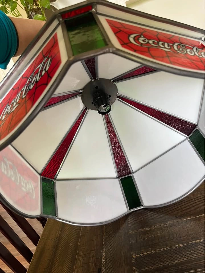 Vintage Coca-Cola Tiffany-Style Stained Glass Hanging Lamp - photo 4