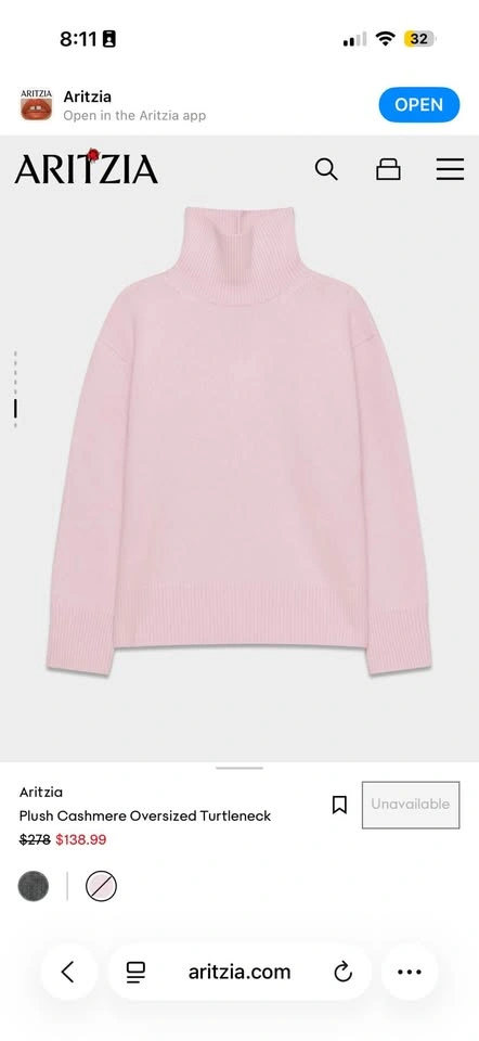 Aritzia Plush Cashmere Oversized Turtleneck Sweater Size L NWOT - photo 5