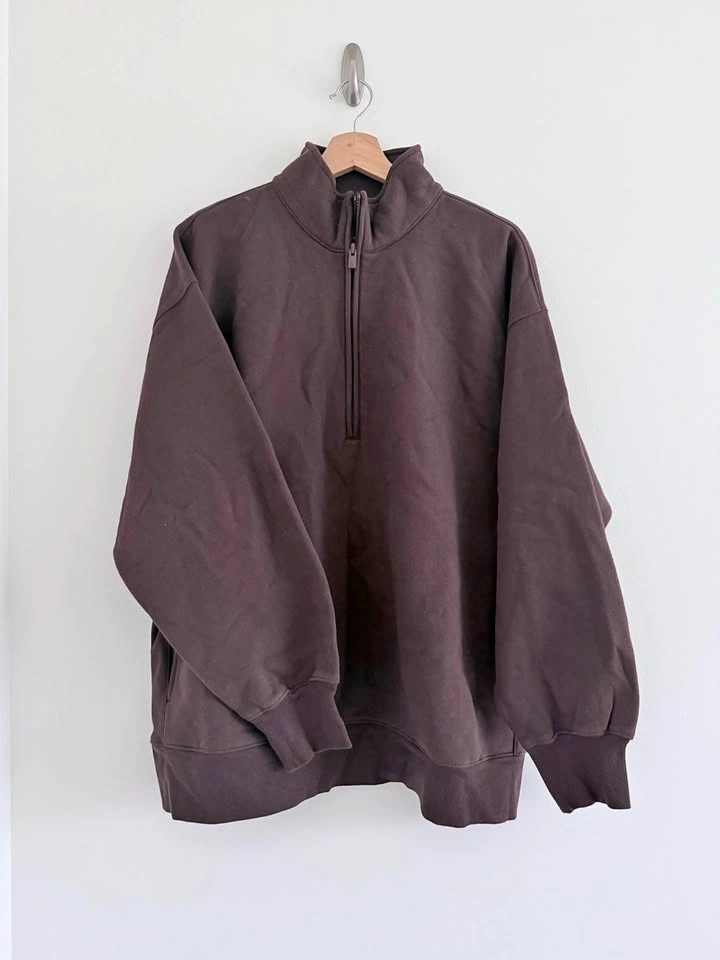 Aritzia Cozy Sweatfleece Boyfriend 1/2 Zip Size L