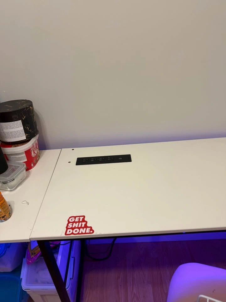 L-Shaped Desk with LED Lights & Power Outlets - photo 3