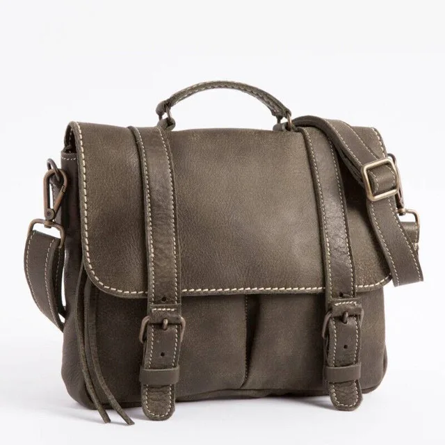 Roots green leather satchel thumbnail